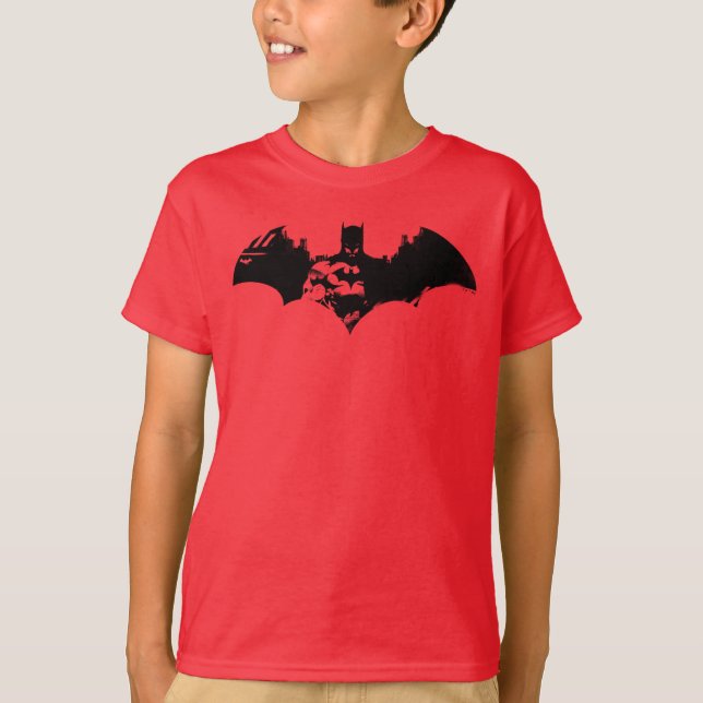 Camiseta Logotipo de Bat Silhouette Batman e Gotham (Frente)