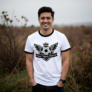 Camiseta Logotipo de Bola de Futebol Alada Personalizável d