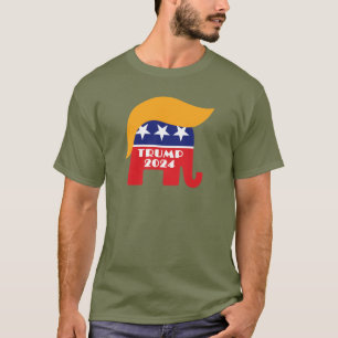 Camiseta Logotipo de Cabelo Elefante Republicano Trump 2024