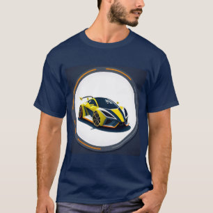 Camiseta Logotipo de Carro Esportivo em Estilo Circular Mod