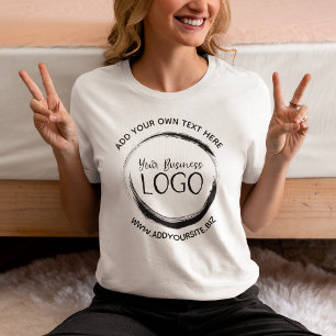 Camiseta Logotipo de Círculo Preto Minimalista