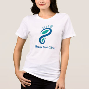 Camiseta Logotipo de Cuidados com os Pés em Azul Teal Moder