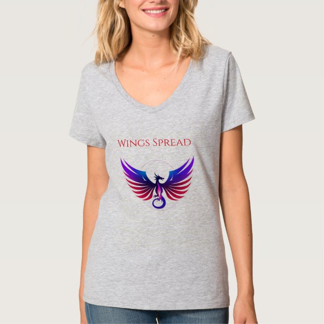 Camiseta Logotipo de Dragão com Gradiente Simétrico (Frente)