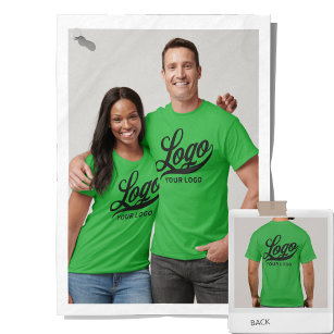 Camiseta Logótipo de empresa verde brilhante Homens de negó