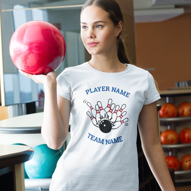 Camiseta Logotipo de Equipe de Boliche Personalizado com No (STRIKE a pose with your team's own personalized bowling shirts)