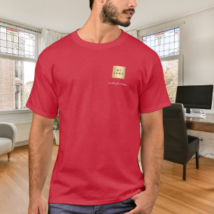 Camiseta logotipo de equipe vermelha e branca negócios