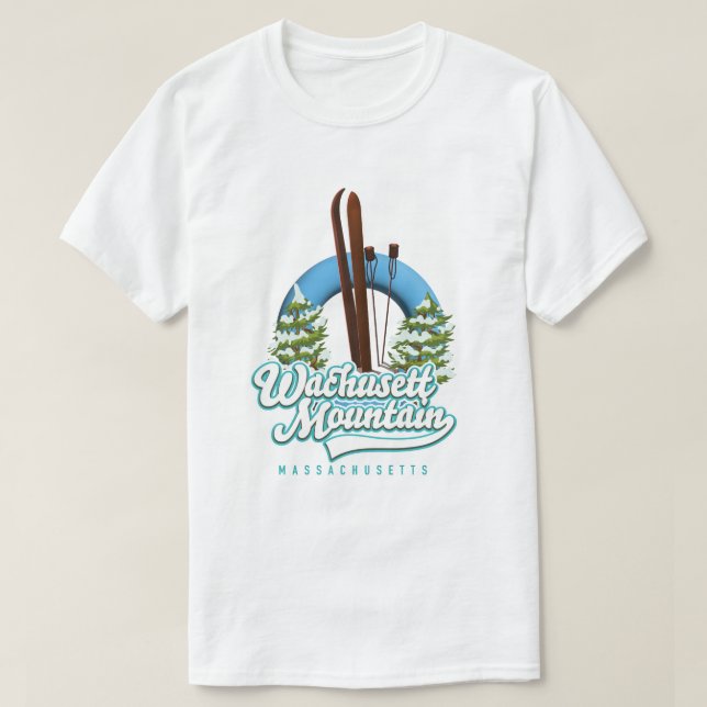 Camiseta logotipo de esqui da montanha Wachusett Massachuse (Frente do Design)