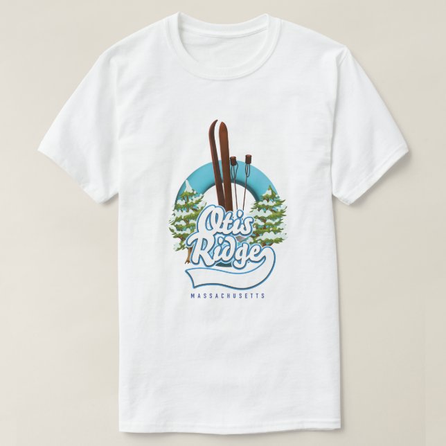 Camiseta logótipo de esqui Otis Ridge Massachusetts (Frente do Design)