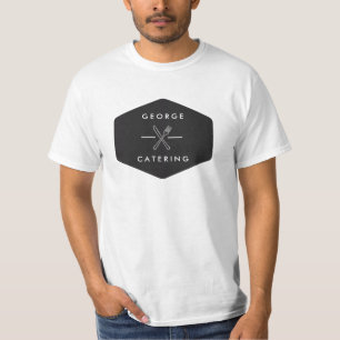 Camiseta Logotipo de Faca e Garfo Cruzados Vintage para Neg