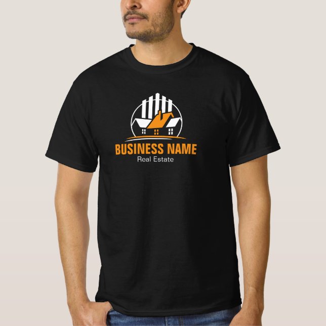 Camiseta Logotipo de Imobiliária Branco Laranja Profissiona (Frente)