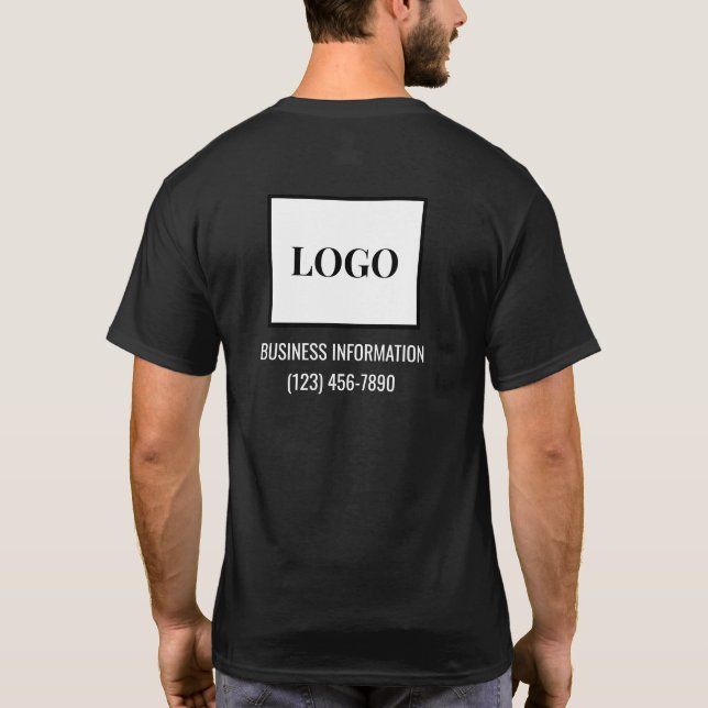 Camiseta Logotipo de informações comerciais Anúncio (Verso)
