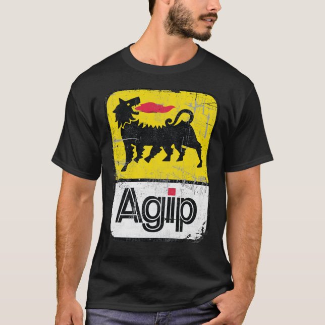 Camiseta Logotipo de lubrificantes AGIP 1968 - 1998 Versão  (Frente)