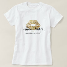 Logotipo de Maquiador Falso Beijo Nome Dourado