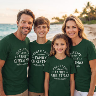 Camiseta Logotipo de Natal Personalizado de Família Rústica
