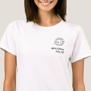 Camiseta Logotipo de Negócios de Nome de Funcionário Preto