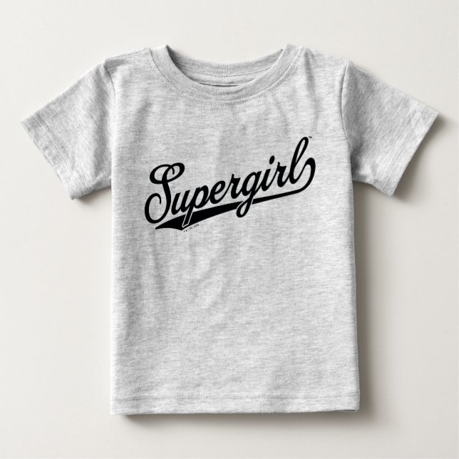 Camiseta Logotipo de nome completo da Supergirl Baseball (Frente)