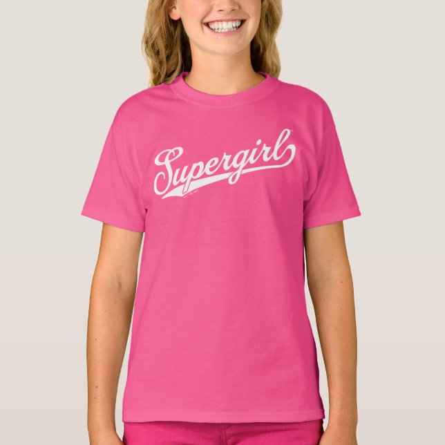 Camiseta Logotipo de nome completo da Supergirl Baseball (Frente)