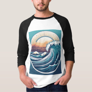 Camiseta Logotipo de Onda Oceânica Mínimo e Detalhado: Expl