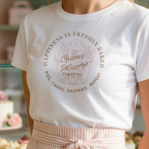 Camiseta Logotipo de Padaria de Cupcake Divertido Feliz Rec