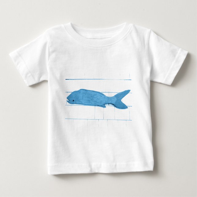 Camiseta logótipo de peixe azul (Frente)