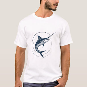 Camiseta Logotipo de Pesca Marlin Vintage - Peixe de Água S