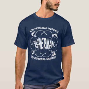 Camiseta Logotipo de pesca personalizável e atraente