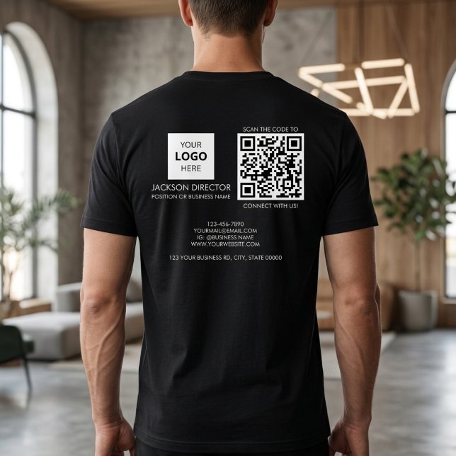 Camiseta Logotipo de QR Code Personalizado para Empresas (Criador carregado)