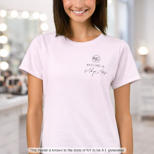 Camiseta Logotipo de Rosto Corado em Letra de Cursiva para 