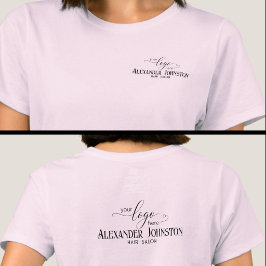 Camiseta Logotipo de Salão de Cabelo Rosa Roupas de Marca