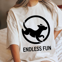 Camiseta Logotipo de Silhueta de Cachorro Correndo Diversão