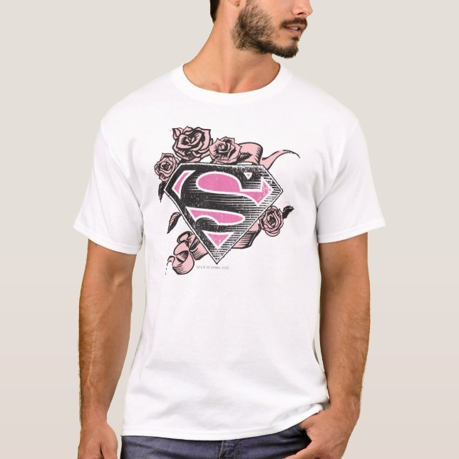 Camiseta Logotipo de Supergirl com rosas (Frente)