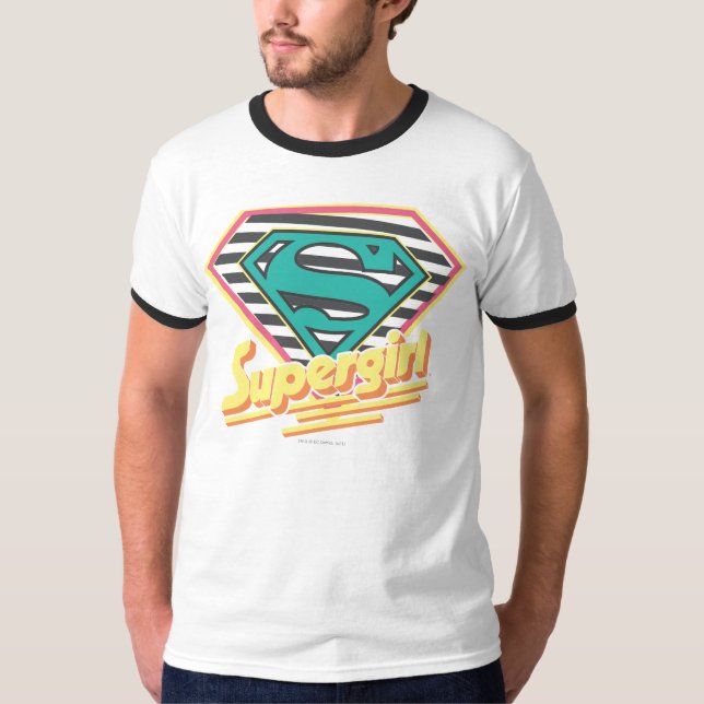 Camiseta Logotipo de Supergirl Striped (Frente)