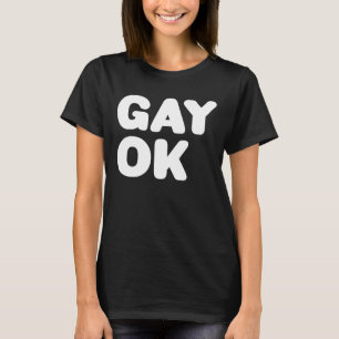 Camiseta Logotipo de texto grande do gay OK LGBT Suporte a
