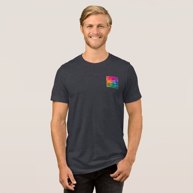 Camiseta Logotipo de texto personalizado Coluna preta Mens  (Frente Completa)