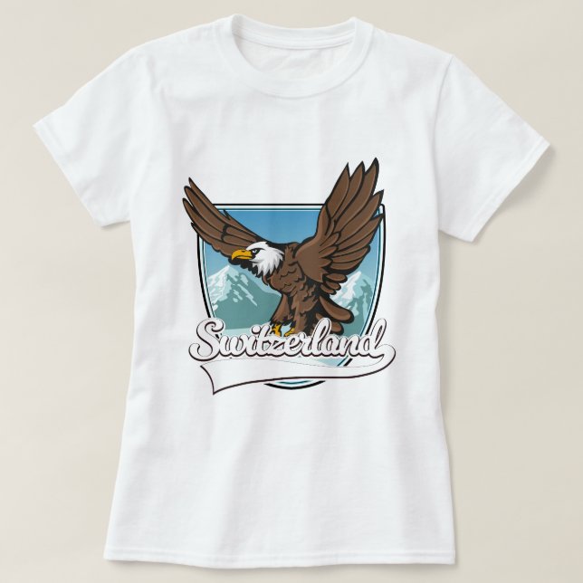 Camiseta Logotipo de Viagem Suíça (Frente do Design)