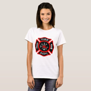 Camiseta Logótipo do Departamento de Bombeiros, Crachá Negr