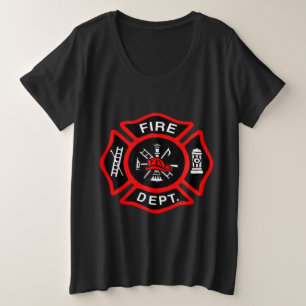 Camiseta Logótipo do Departamento de Bombeiros, Crachá Negr