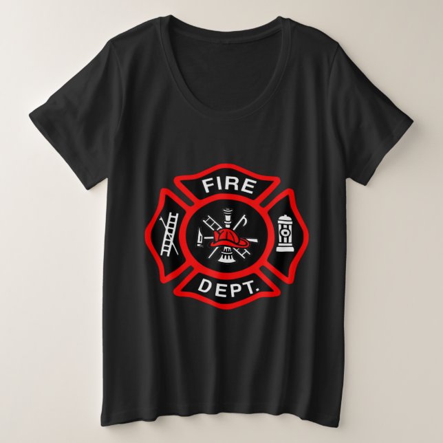 Camiseta Logótipo do Departamento de Bombeiros, Crachá Negr (Frente do Design)
