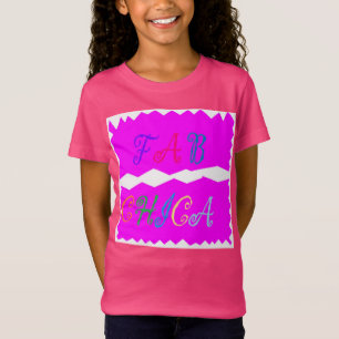 Camiseta Logotipo do Fab Chica em uma bonito moda rosa vívi