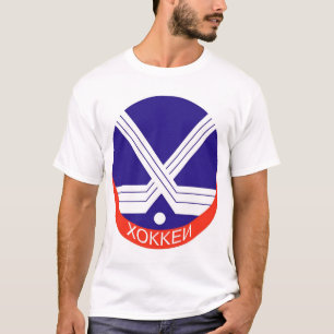 Camiseta Logotipo do hóquei no russo
