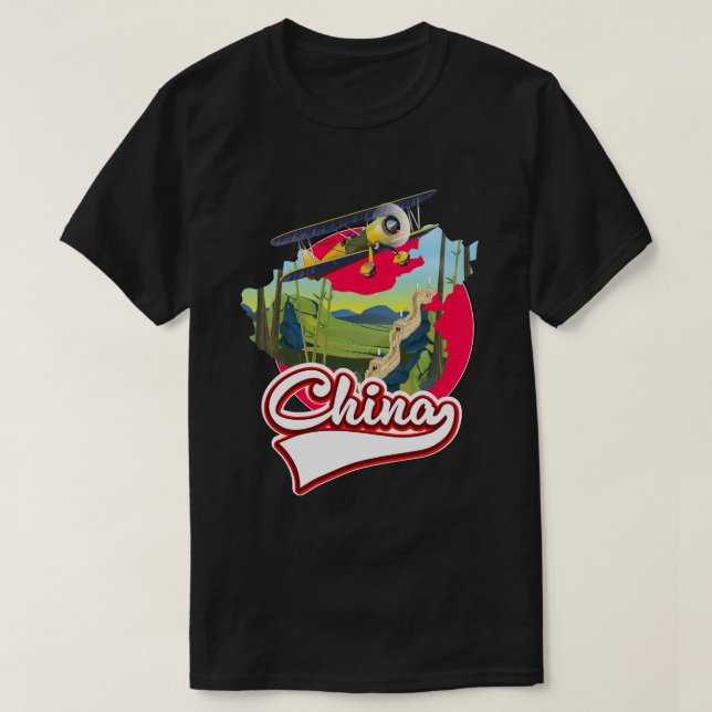 Camiseta logotipo do mapa de viagem da China (Frente do Design)