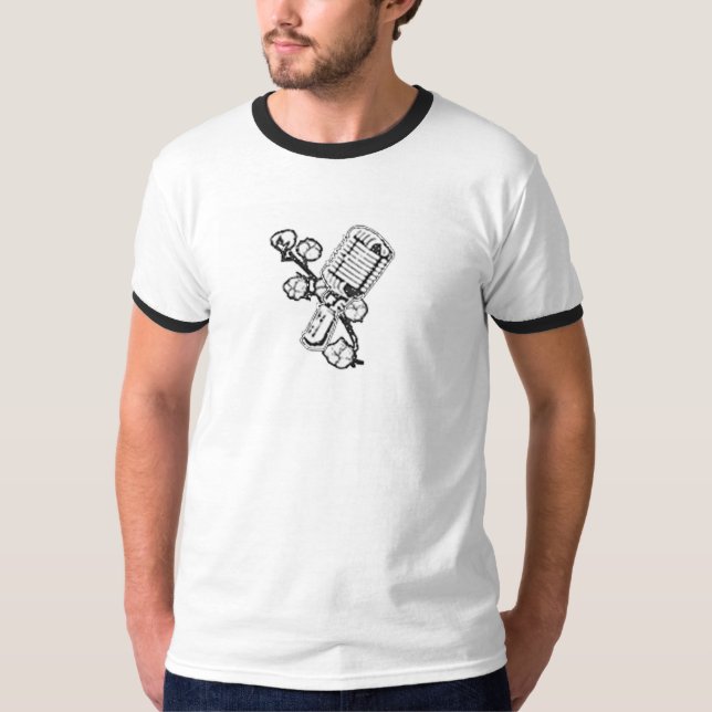 Camiseta Logotipo do microfone e do algodão (Frente)