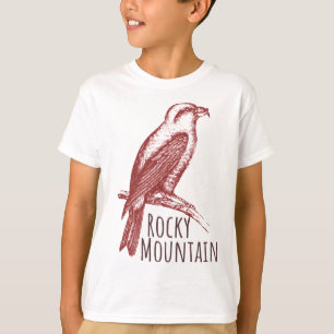 Camiseta logotipo do pássaro Cruz-de-bico-vermelho-da-Monta