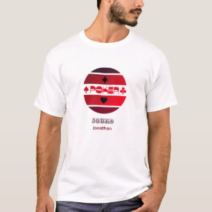 Camiseta Logótipo do pôquer vermelho preto personalizável C