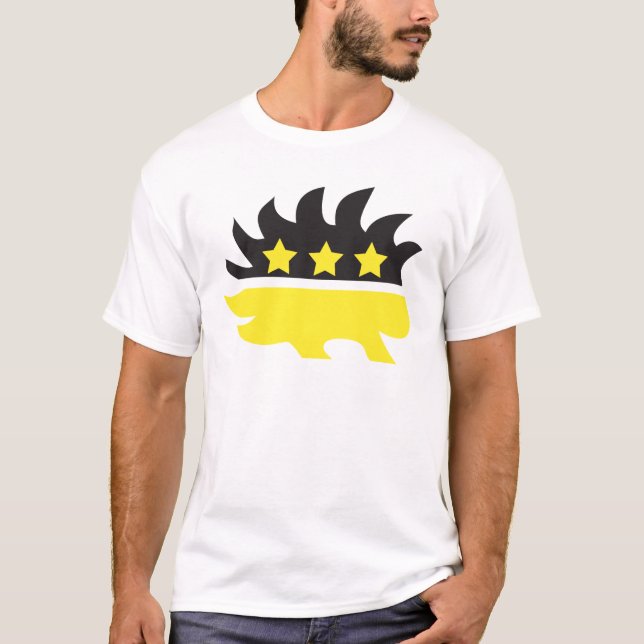 Camiseta Logotipo do porco- do libertário (amarelo) (Frente)