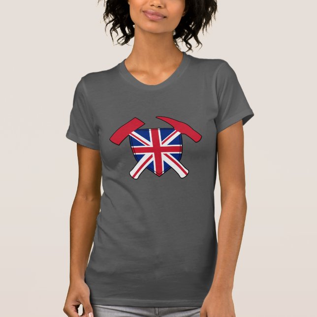 Camiseta Logotipo do Rock Hammer - versão do Union Jack (Frente)