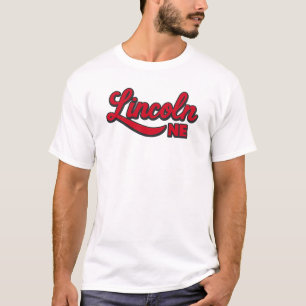 Camiseta Logotipo do script NE Lincoln Bold Red Retro Cit
