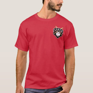 Camiseta ⚾ Logotipo do treinador de beisebol em vermelho e
