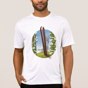 Camiseta Logotipo do viagem de esqui de desenho retrô