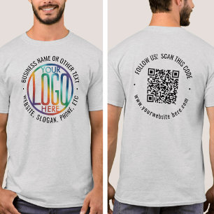 Camiseta Logotipo e código QR impressos para empresas na pa
